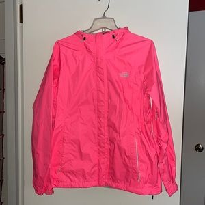 The North Face Large Coat Bright Pink Rain Jacket Full Zip Light Womens